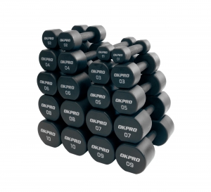 Набор полиуретановых гантелей от 1 до 10 кг (серый лого) OKPRO OK1025C-1-10-G