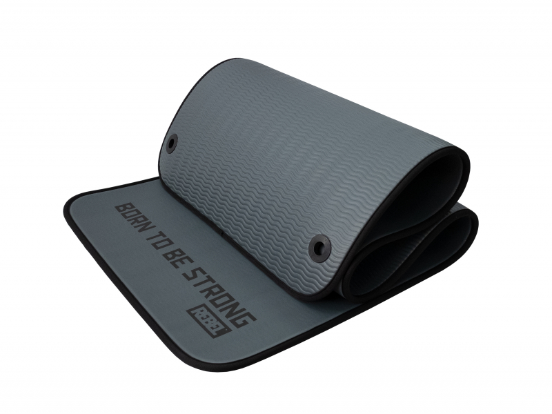 Мат для аэробики NBR 10 мм графитовый с кольцами (черный кант) REBEL R-NBR100HD-DKK