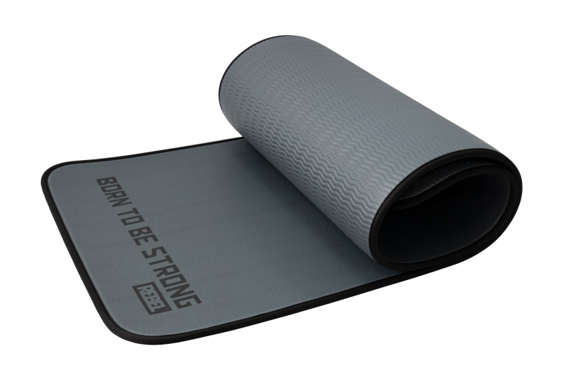 Мат для аэробики NBR 10 мм графитовый с кольцами (черный кант) REBEL R-NBR100HD-DKK