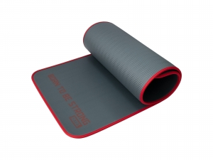 Мат для аэробики NBR 10 мм графитовый с кольцами (красный кант) REBEL R-NBR100HD-RLG