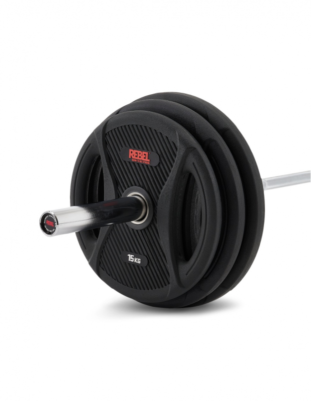 Штанга олимпийская 175 кг REBEL (диски с двумя хватами, хромированный гриф нагрузка до 315 кг) R-OLYSET-175