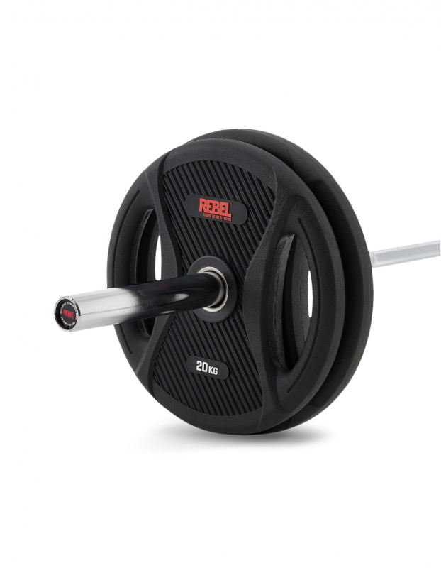 Штанга олимпийская 175 кг REBEL (диски с двумя хватами, хромированный гриф нагрузка до 315 кг) R-OLYSET-175