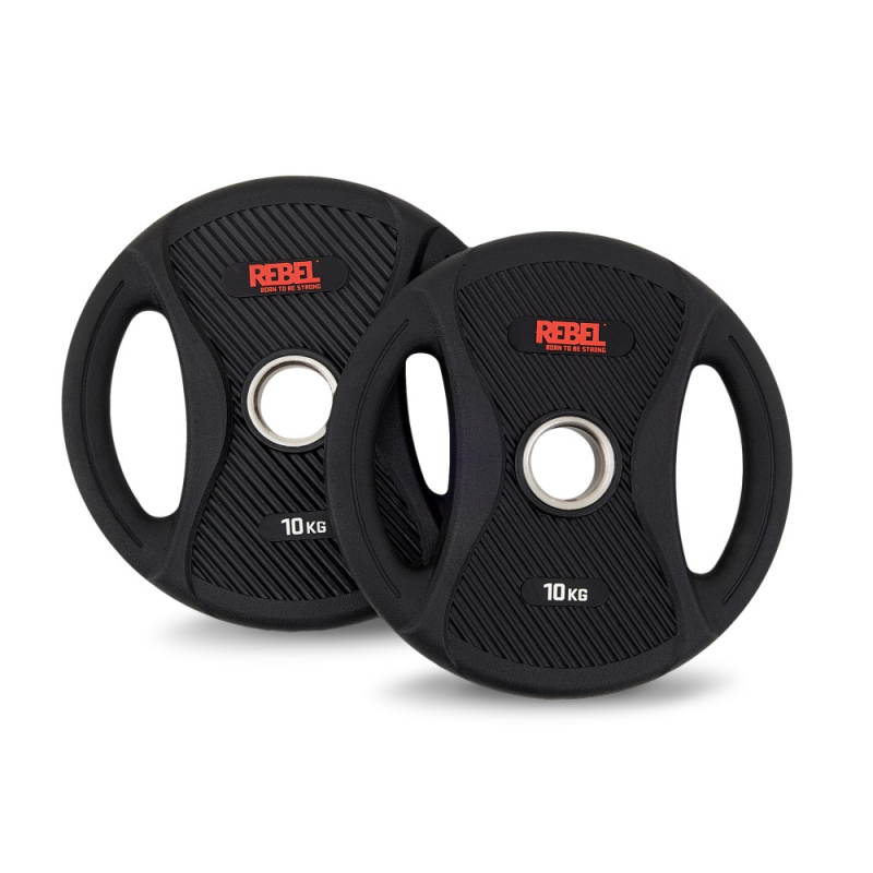 Диски олимпийские обрезиненные с двумя хватами 10 кг REBEL (пара) R-PVP-10-PAIR