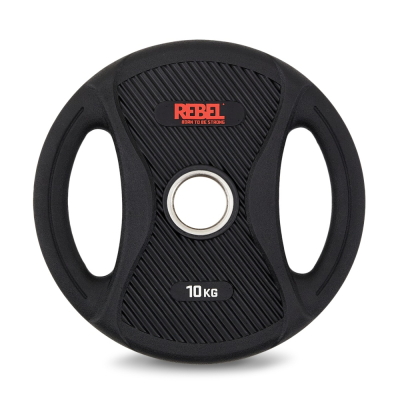 Диски олимпийские обрезиненные с двумя хватами 10 кг REBEL (пара) R-PVP-10-PAIR