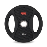 Диск олимпийский обрезиненный с двумя хватами 15 кг REBEL R-PVP-15