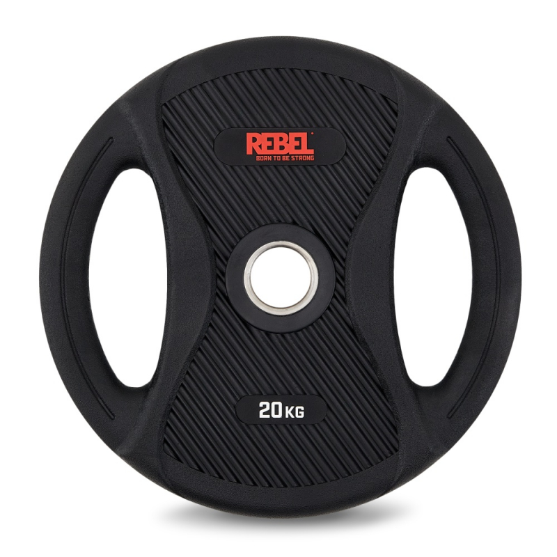Диск олимпийский обрезиненный с двумя хватами 20 кг REBEL R-PVP-20