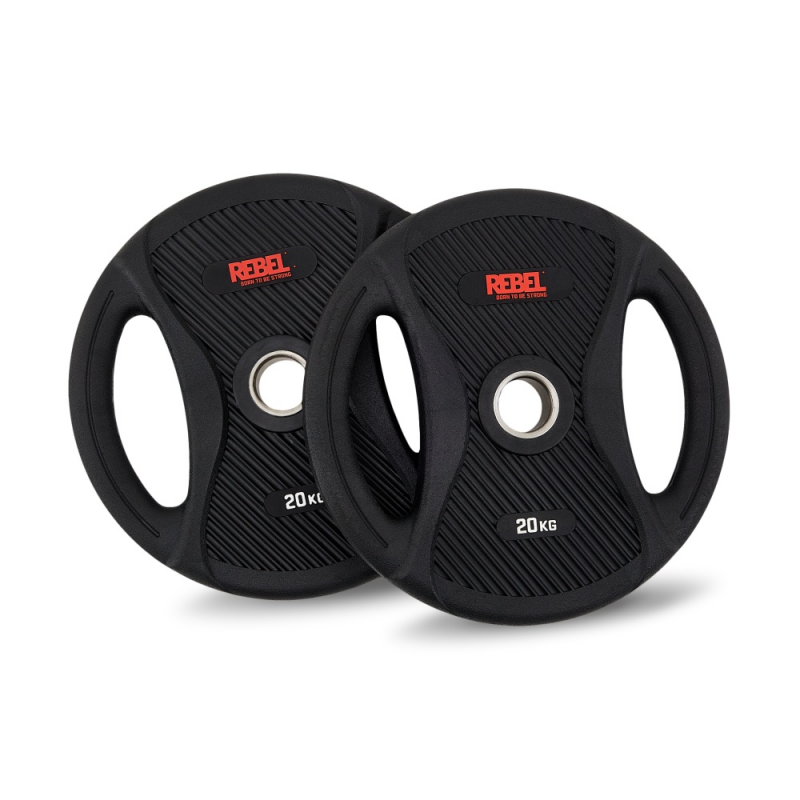Диск олимпийский обрезиненный с двумя хватами 20 кг REBEL R-PVP-20