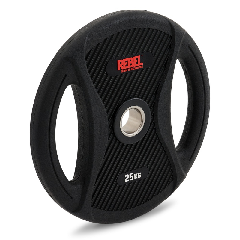 Диск олимпийский обрезиненный с двумя хватами 25 кг REBEL R-PVP-25