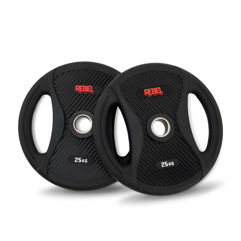 Диск олимпийский обрезиненный с двумя хватами 25 кг REBEL R-PVP-25