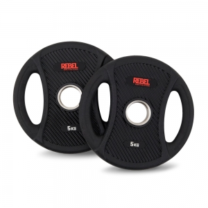 Диски олимпийские обрезиненные с двумя хватами 5 кг REBEL (пара) R-PVP-5-PAIR