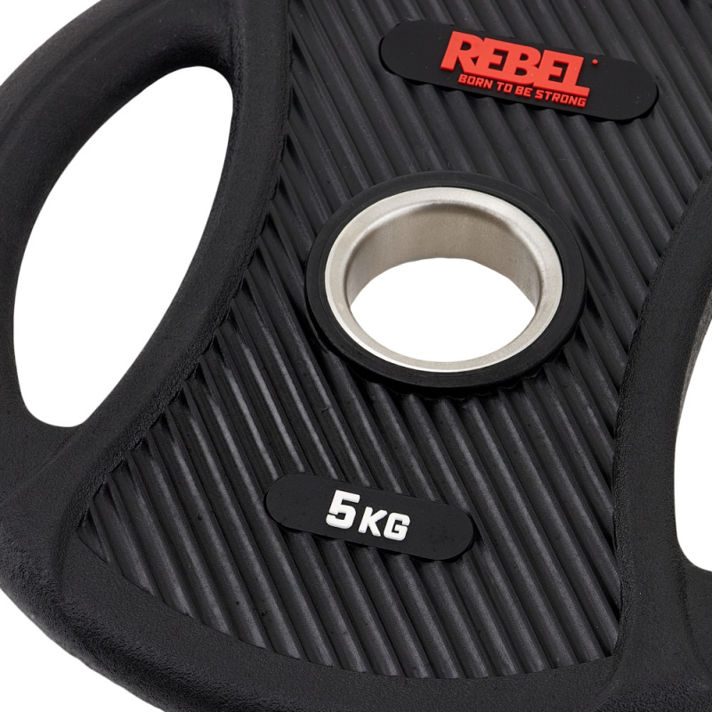 Диски олимпийские обрезиненные с двумя хватами 5 кг REBEL (пара) R-PVP-5-PAIR