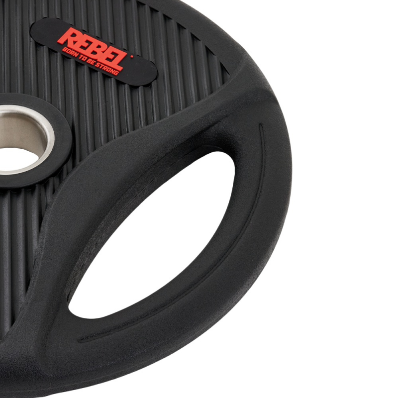 Диск олимпийский обрезиненный с двумя хватами 15 кг REBEL R-PVP-15