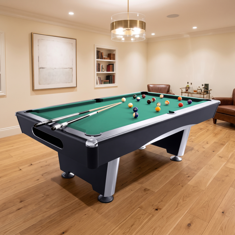 Бильярдный стол для пула Dynamic Billard "Triumph Plus" 8 футов (черный) в комплекте, аксессуары и сукно