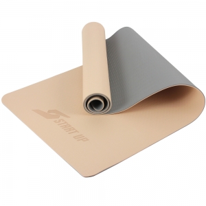 Коврик для фитнеса и йоги Start Up TPE ZH-01  Beige/Gray р183х61х0.6см