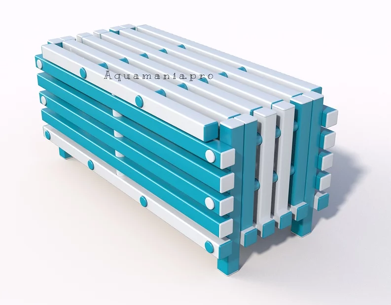 Скамья - ящик 1100х475х500 мм (вариант 1) аквамарин/белый