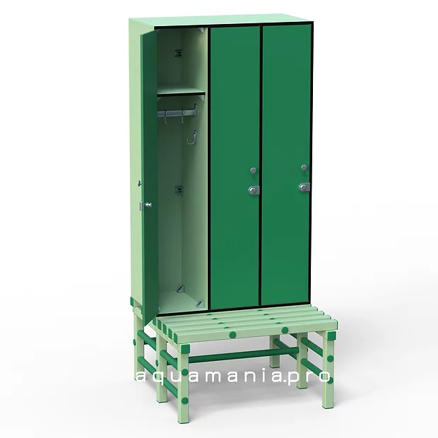 Шкаф 3:1 ЛДСП 900x500x1500 мм + ПВХ-СКАМЕЙКА 900х850х450 мм Зеленые джунгли/Зелёный лайм