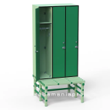 Шкаф 3:1 ЛДСП 1200x500x1500 мм + ПВХ-СКАМЕЙКА 1200х850х450 мм Зеленые джунгли/Зелёный лайм