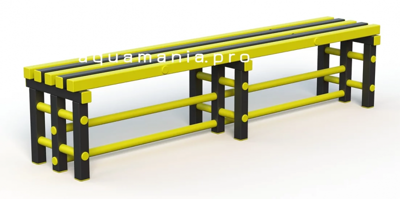 Скамья 2000х420х450 мм (вариант 2) жёлтый/чёрный