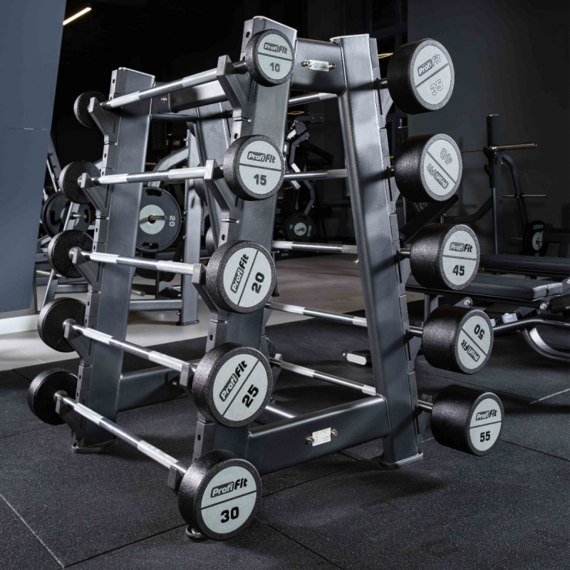 Набор прямых полиуретановых штанг (шаг 5 кг, 5 шт) PROFI-FIT 35-55 кг