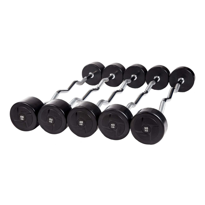 Набор изогнутых обрезиненных штанг (шаг 5 кг, 5 шт) PROFI-FIT 35-55 кг