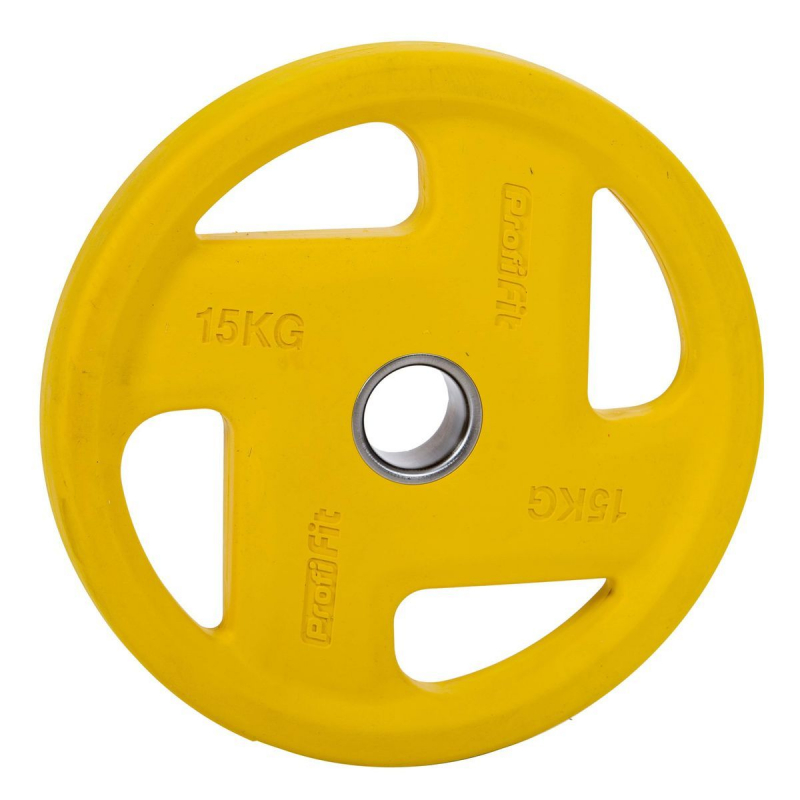 Диск обрезиненный (четыре хвата, цветной) D51 мм PROFI-FIT 15 кг