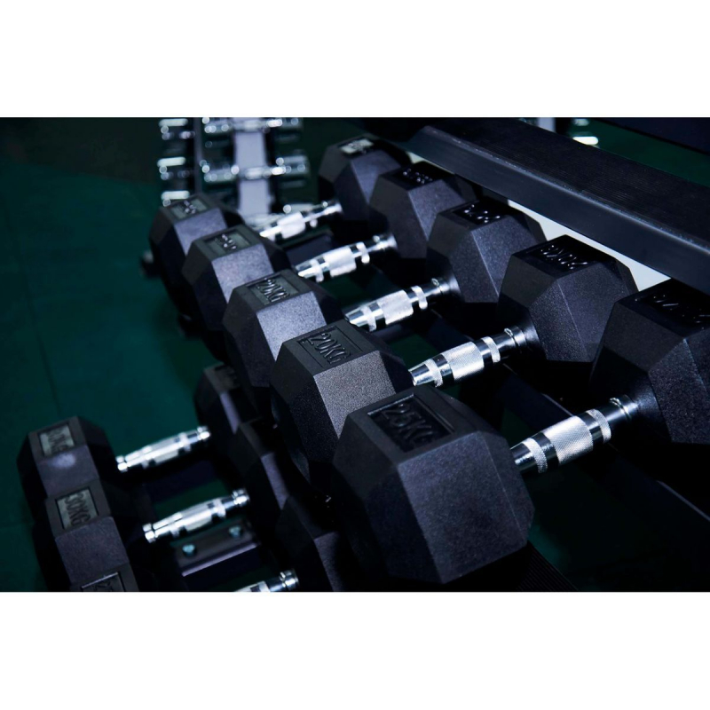 Гантель гексагональная обрезиненная PROFI-FIT 17.5 кг