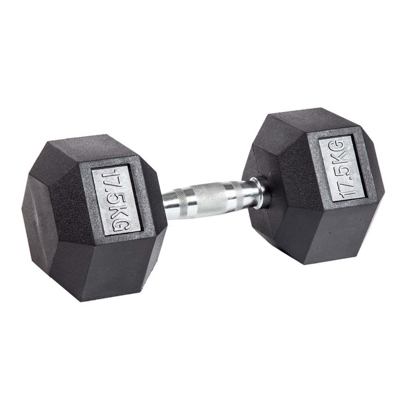 Гантель гексагональная обрезиненная PROFI-FIT 17.5 кг