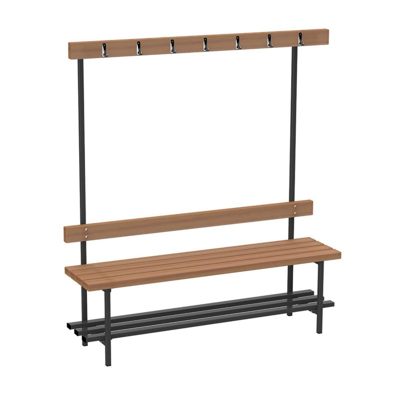 Скамья для раздевалок с вешалкой (односторонняя) 1.5 м ZAVODSPORTA