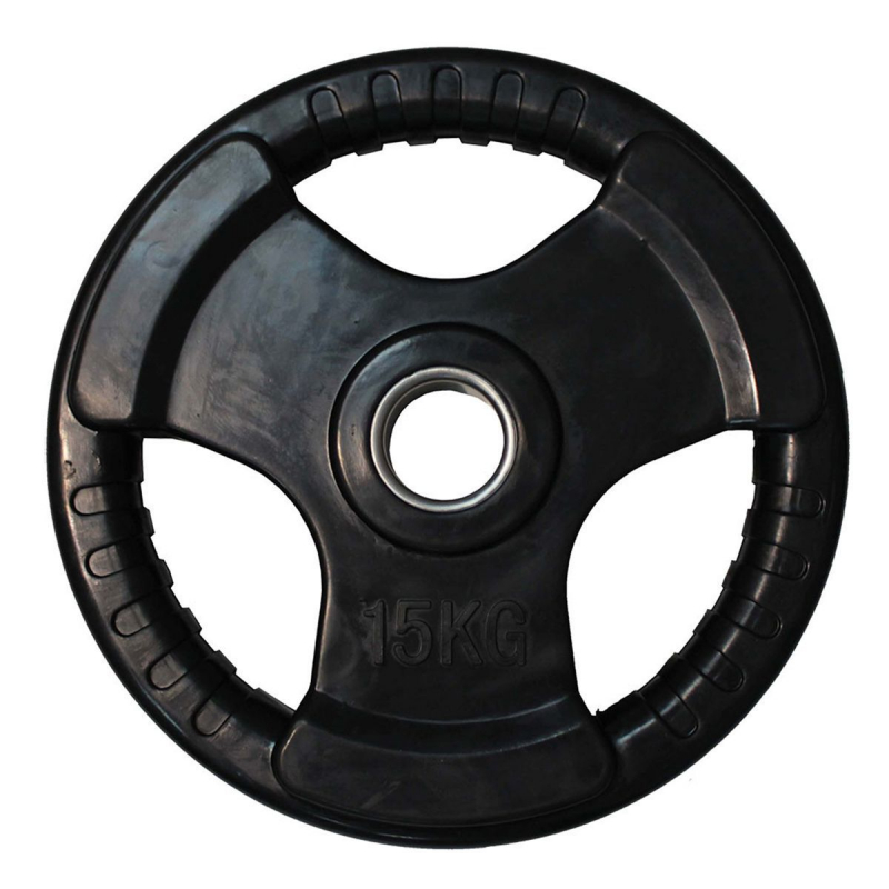 Диск обрезиненный (три хвата, черный) D51 мм PROFI-FIT 15 кг