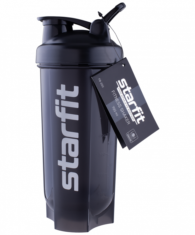 Шейкер с металлическим венчиком FB-200, сферическое дно, серый/черный, Starfit УТ-00019282