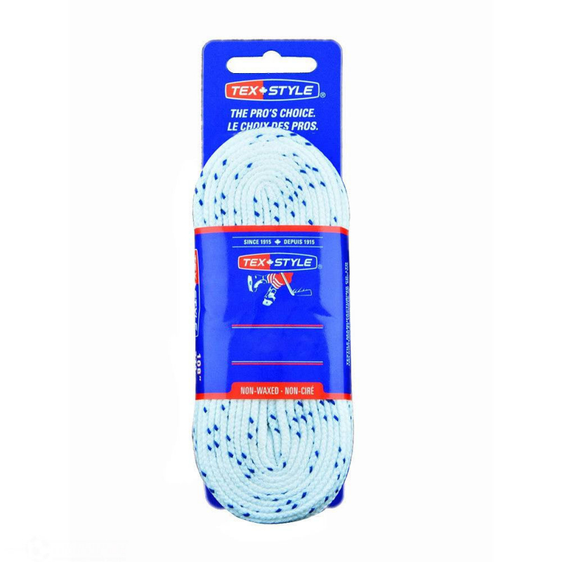 Шнурки для коньков Texstyle Double Blue Line, XL2000-WH-274, полиэстер, 274см, белый