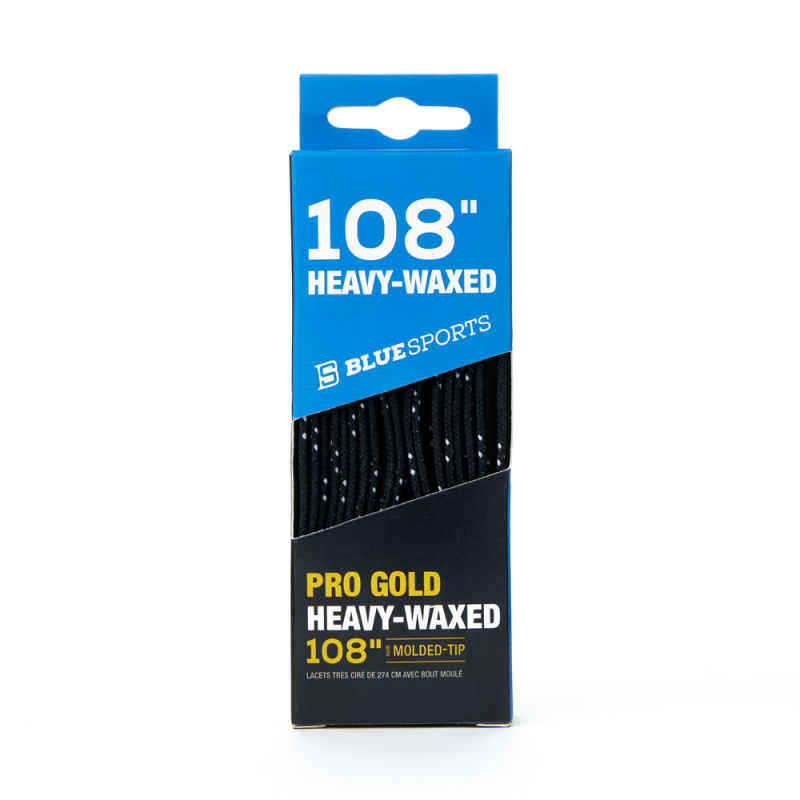 Шнурки для коньков Blue Sports Pro Gold Heavy Waxed, 903009-BKWH-274, полиэстер, 274см, черно-белый