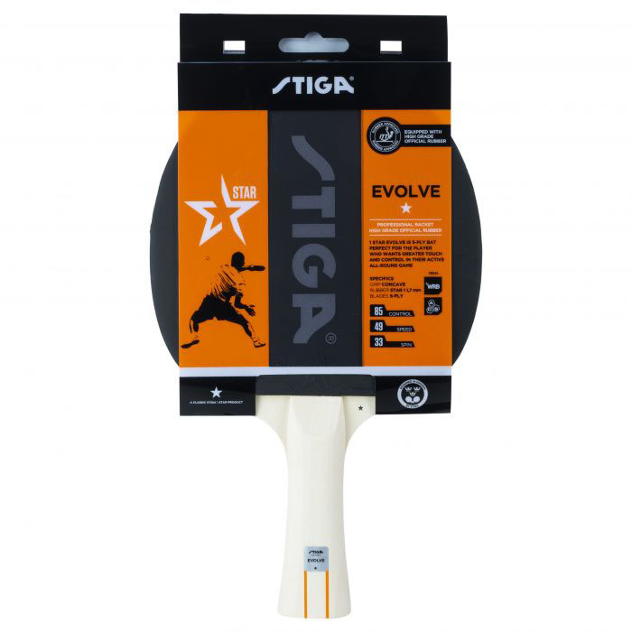 Ракетка для н/т Stiga Evolve WRB 1 ×, 1211-8318-01, для любит., накл. 1.7мм ITTF, конич. ручка