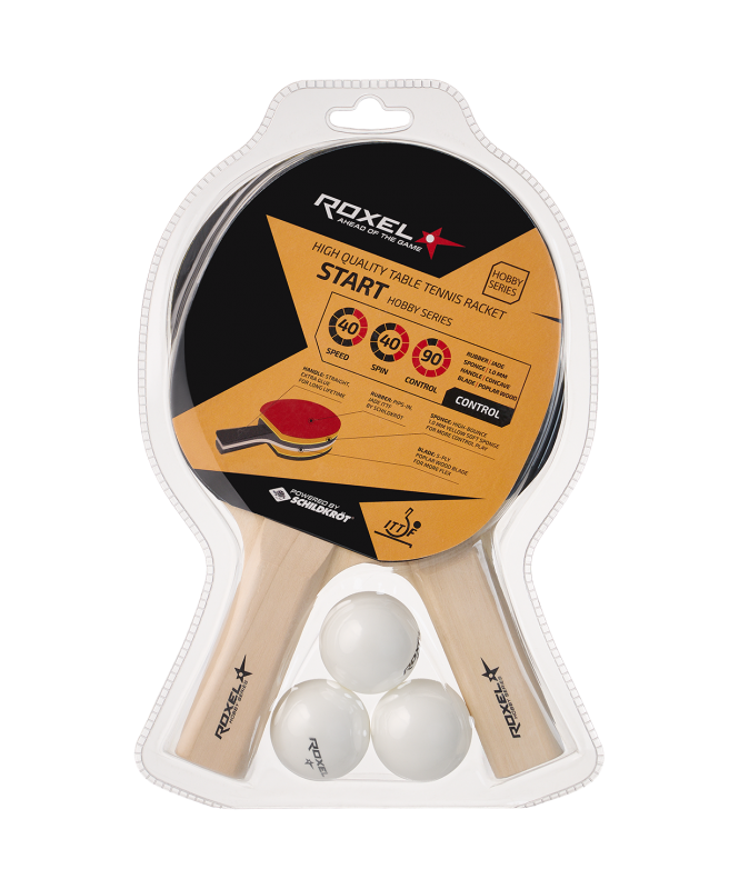 Набор для настольного тенниса Hobby Start, 2 ракетки, 3 мяча, Roxel УТ-00015366