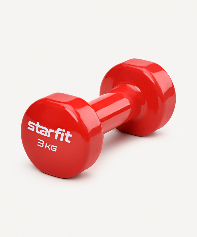 Гантель виниловая DB-101 3 кг, красный, Starfit ЦБ-00001450