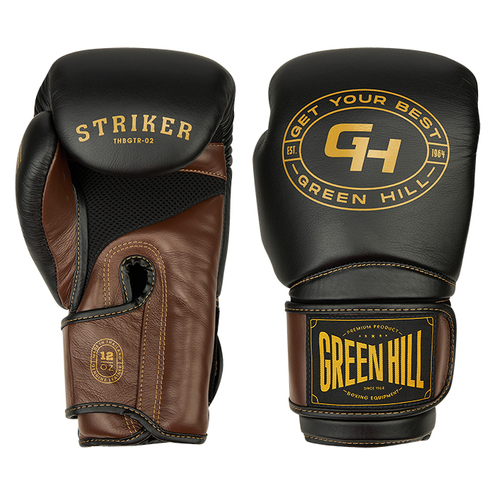 боксерские перчатки STRIKER черный/коричневый Green Hill THBGTR-02 12oz