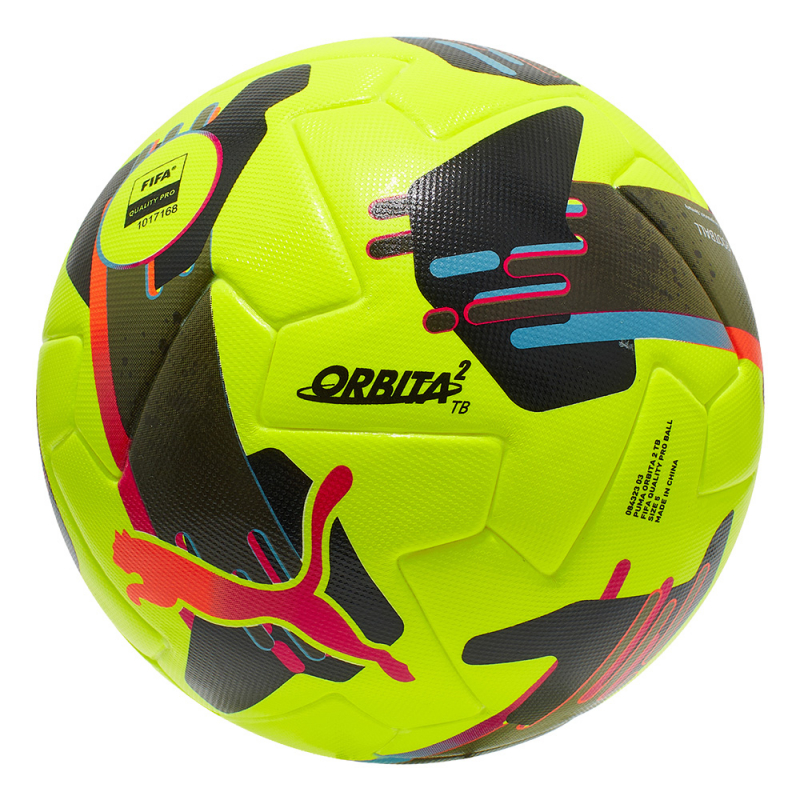 Мяч футб. PUMA Orbita 2 TB, 08432303, размер 5, FIFA Quality Pro, 12 пан., ТПУ, термосшивка, желто-черный
