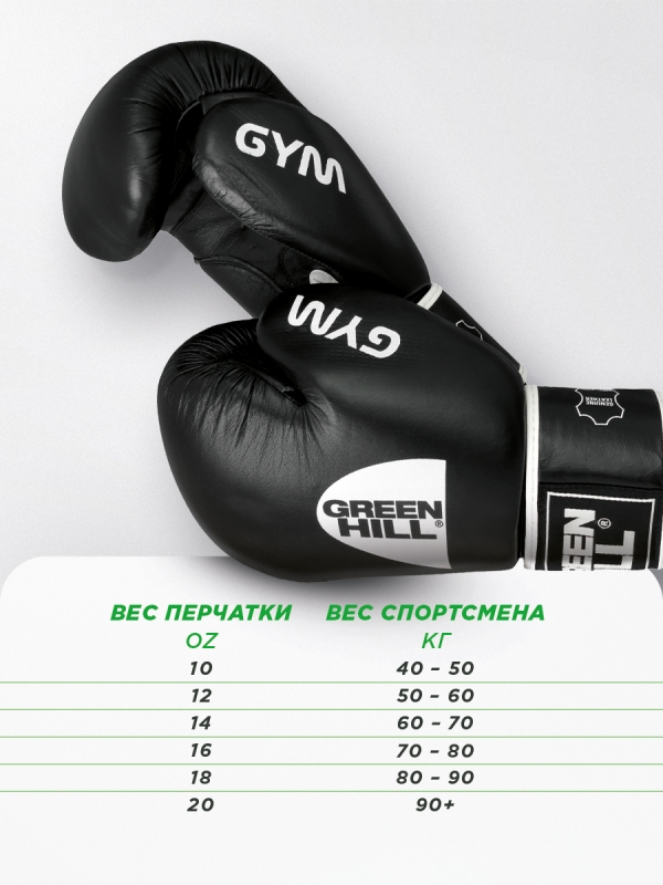 Боксерские перчатки GYM черные Green Hill BGG-2018 16oz