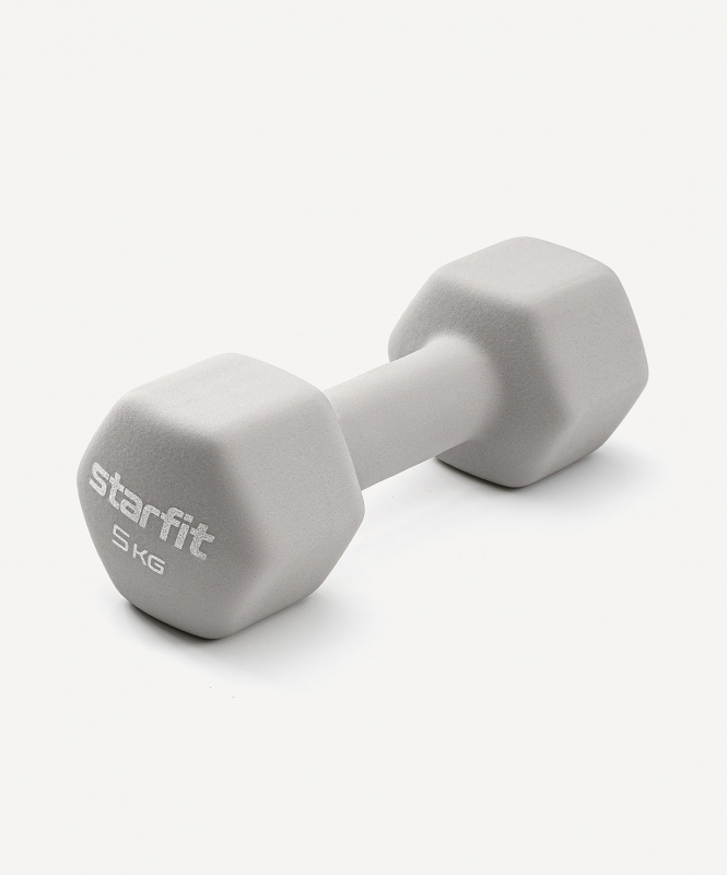 Гантель неопреновая DB-201 5 кг, тепло-серый пастель, Starfit ЦБ-00001431