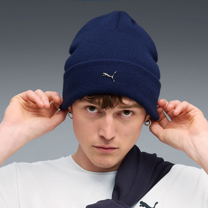 Шапка PUMA Metal Cat Beanie, 02640402, акрил, полипропилен, темно-синий