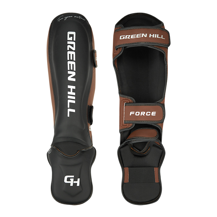Защита голень-стопа Force 3D inject foam KK Чёрно-коричневый Green Hill CNSGK-980 S