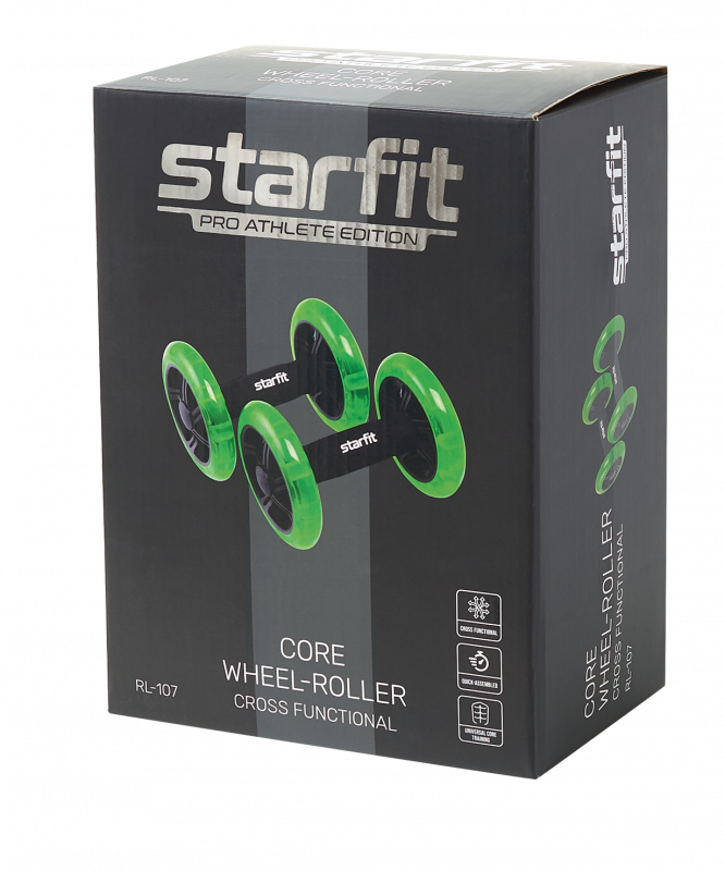 Ролики для пресса раздельные RL-107, черный/ярко-зеленый, Starfit УТ-00019236