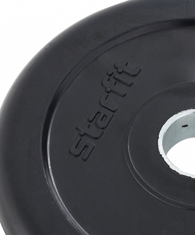 Диск обрезиненный BB-202 d=26 мм, стальная втулка, черный, 1.25 кг, Starfit УТ-00018804