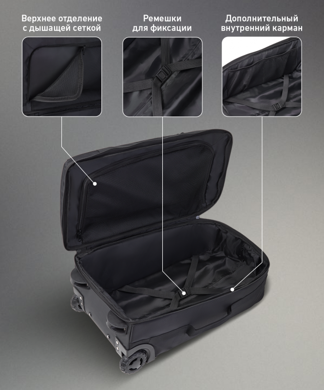Сумка-чемодан ESSENTIAL Cabin Trolley Bag, черный, Jögel ЦБ-00000330
