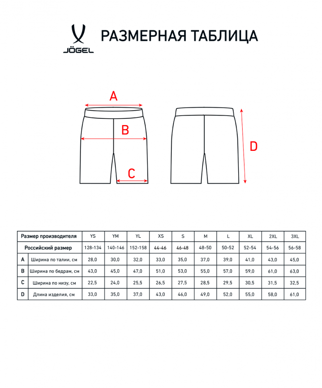 Шорты игровые DIVISION PerFormDRY Union Shorts, красный/темно-красный/белый, Jögel ЦБ-00000993