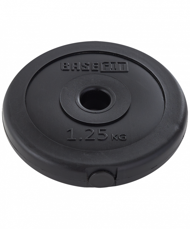 Диск пластиковый BB-203 d=26 мм, черный, 1.25 кг, BASEFIT УТ-00019753