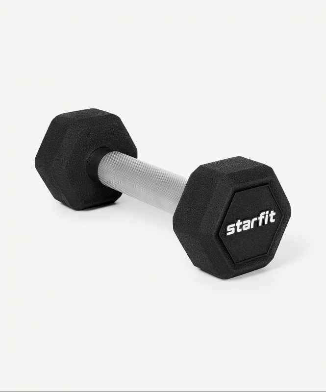 Гантель гексагональная DB-301PRO 2 кг, обрезиненная, черный, Starfit ЦБ-00003796