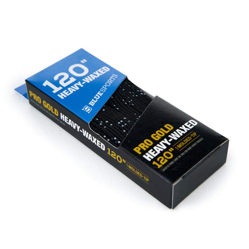 Шнурки для коньков Blue Sports Pro Gold Heavy Waxed, 903010-BKWH-304, полиэстер, 304см, черно-белый
