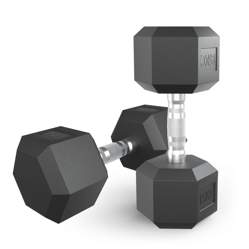 Гантель гексагональная UNIX Fit обрезиненная 15 кг, 2 шт DBHEX15x2