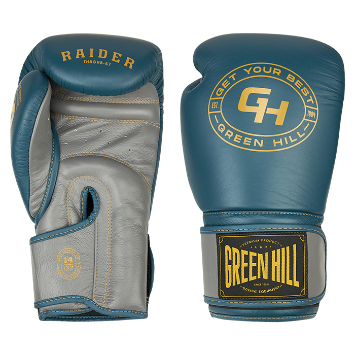 боксерские перчатки RAIDER светло-синий/серый Green Hill THBGHB-57 14oz